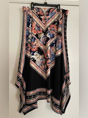 Women’s JM Collection Boho Floral Handkerchief Hem Midi Skirt Medium